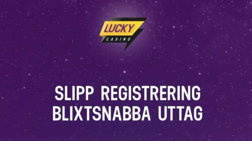 Lucky Casino hemsida och slogan med att slippa registrering